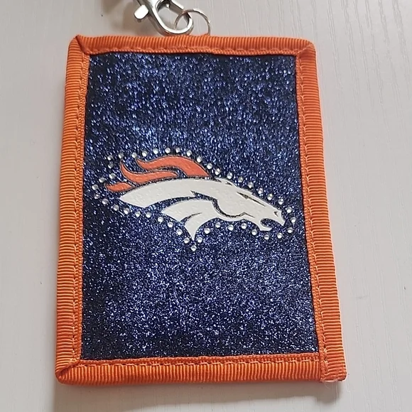 NFL Team Lanyard/Denver Broncos and Card Holder - Blue and Orange - Picture 3 of 5